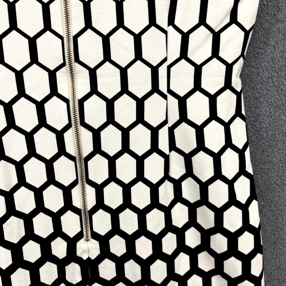 BANANA REPUBLIC Dress Womens 8 White Black Geometric Pencil Bodycon Sleeveless - Picture 14 of 16